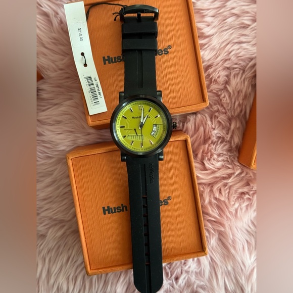 NIB HUSH PUPPIES LIME GREEN DIAL BLACK SILICONE MEN’S WATCH - Picture 6 of 8